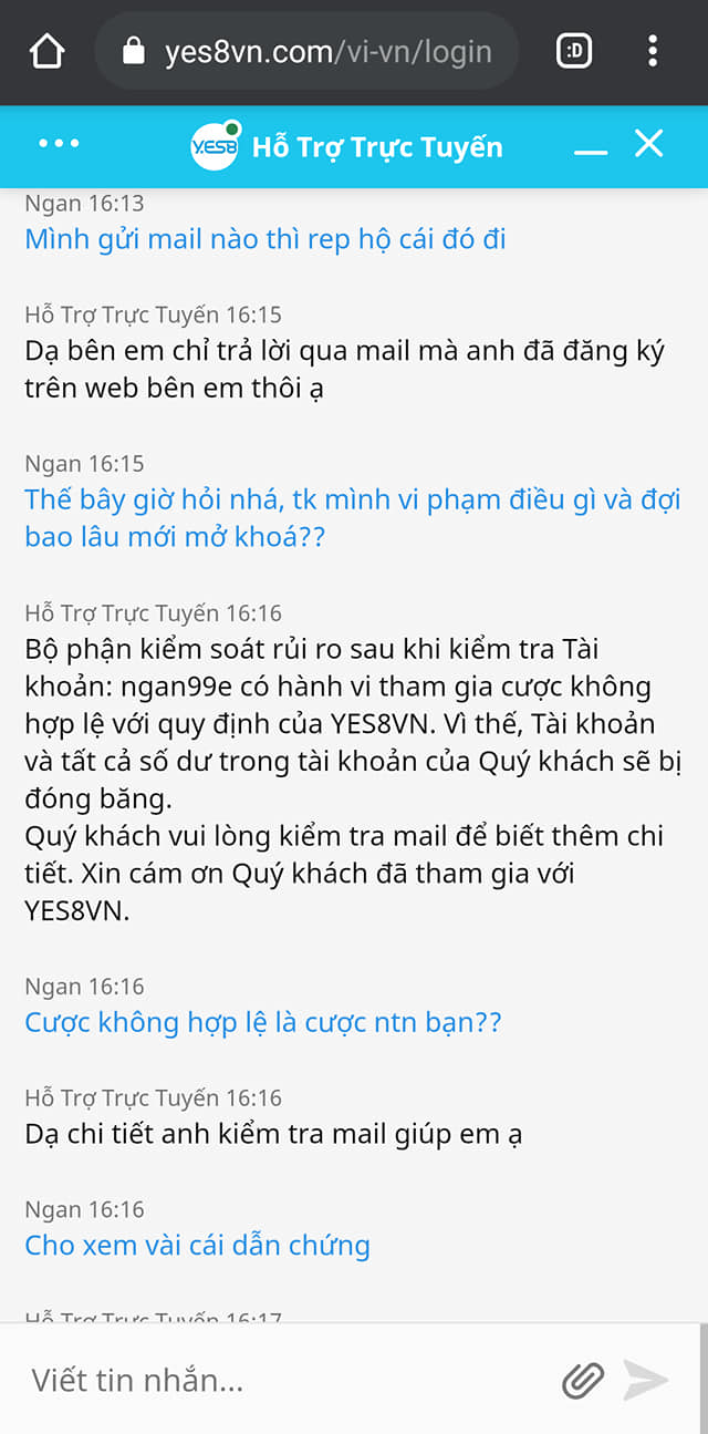 Bằng chứng yes8 lừa đảo Bằng chứng yes8 lừa đảo