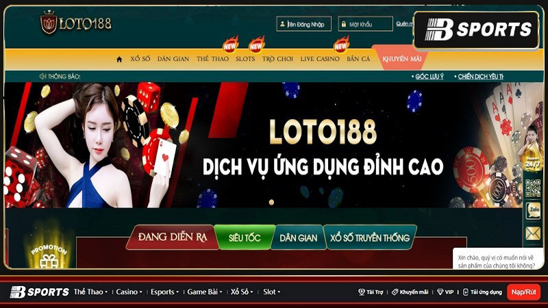 Casino trực tuyến 188loto được nhiều dân chơi yêu thích