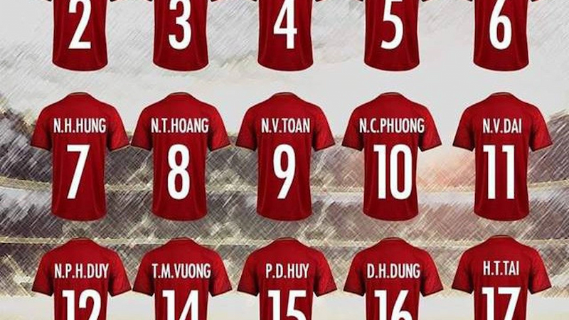 Số áo đội tuyển Việt Nam theo từng vị trí