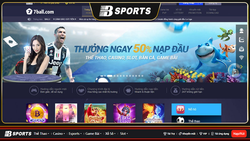 Quy trình nạp - rút tại 7Ball cực đơn giản